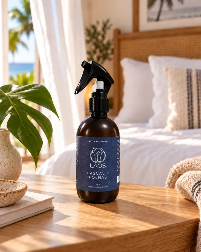 Home spray Cascas e Folhas num ambiente de casa