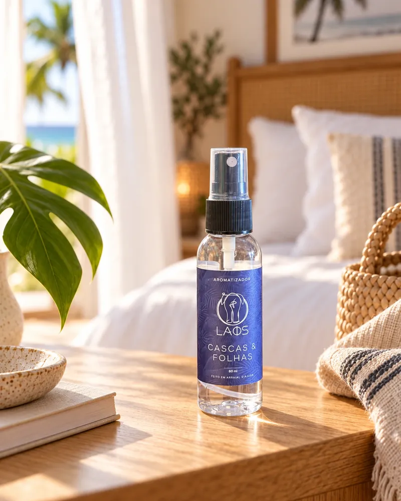 Spray Cascas e Folhas 60 ml num ambiente de casa