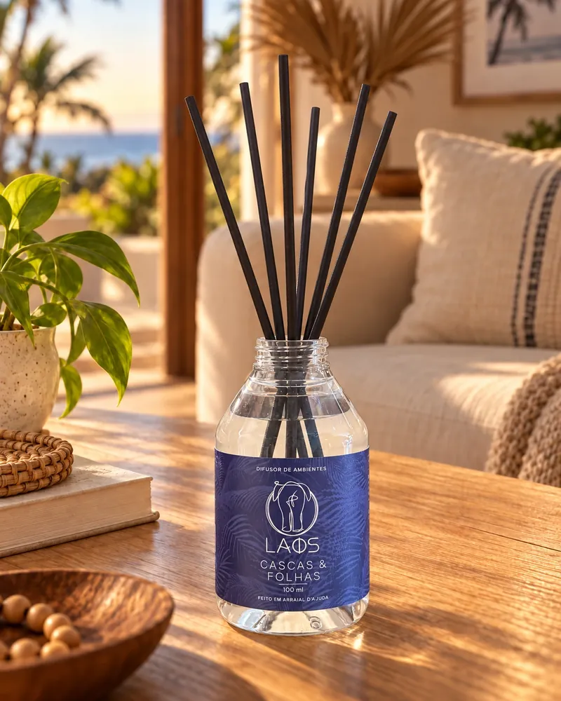 Difusor Cascas e Folhas 100 ml num ambiente de casa