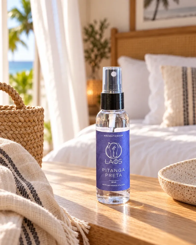Spray Pitanga Preta 60 ml num ambiente de casa