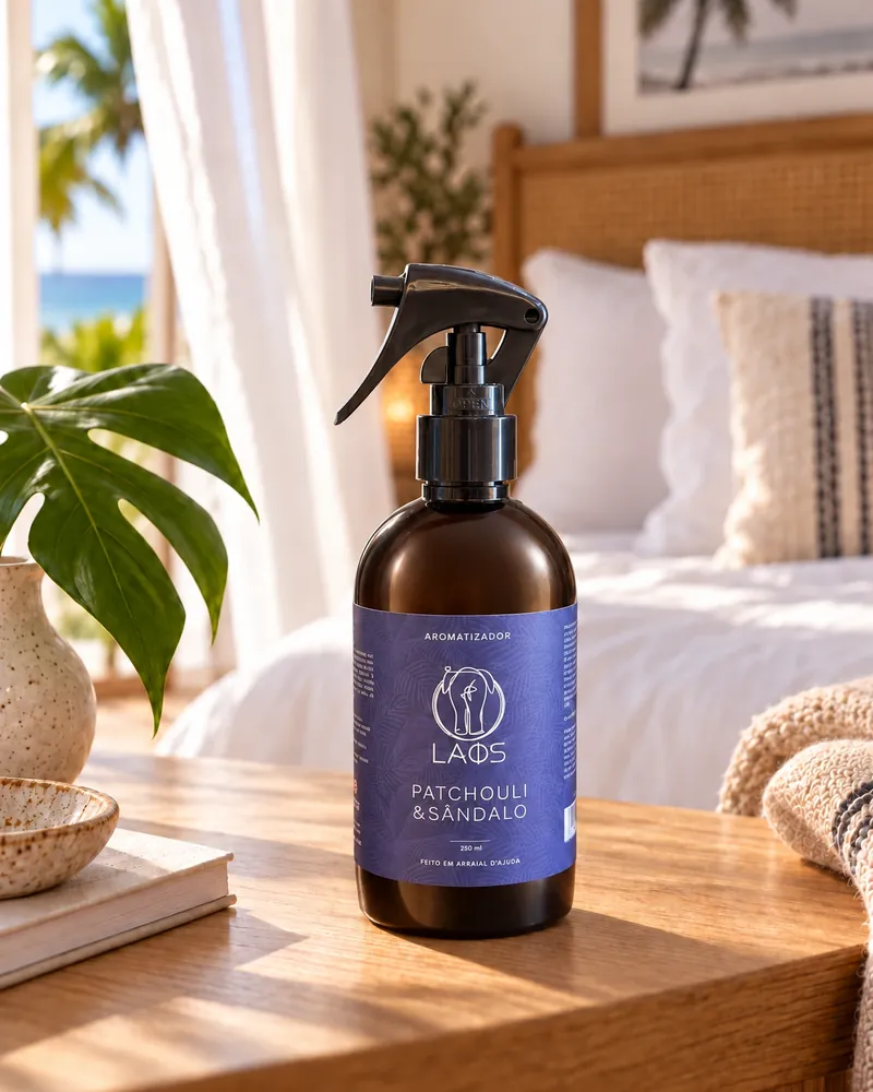 Aromatizador Patchouli e Sândalo num ambiente de casa