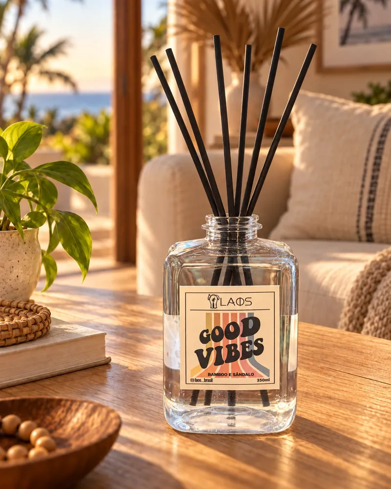 Difusor Good Vibes num ambiente de casa