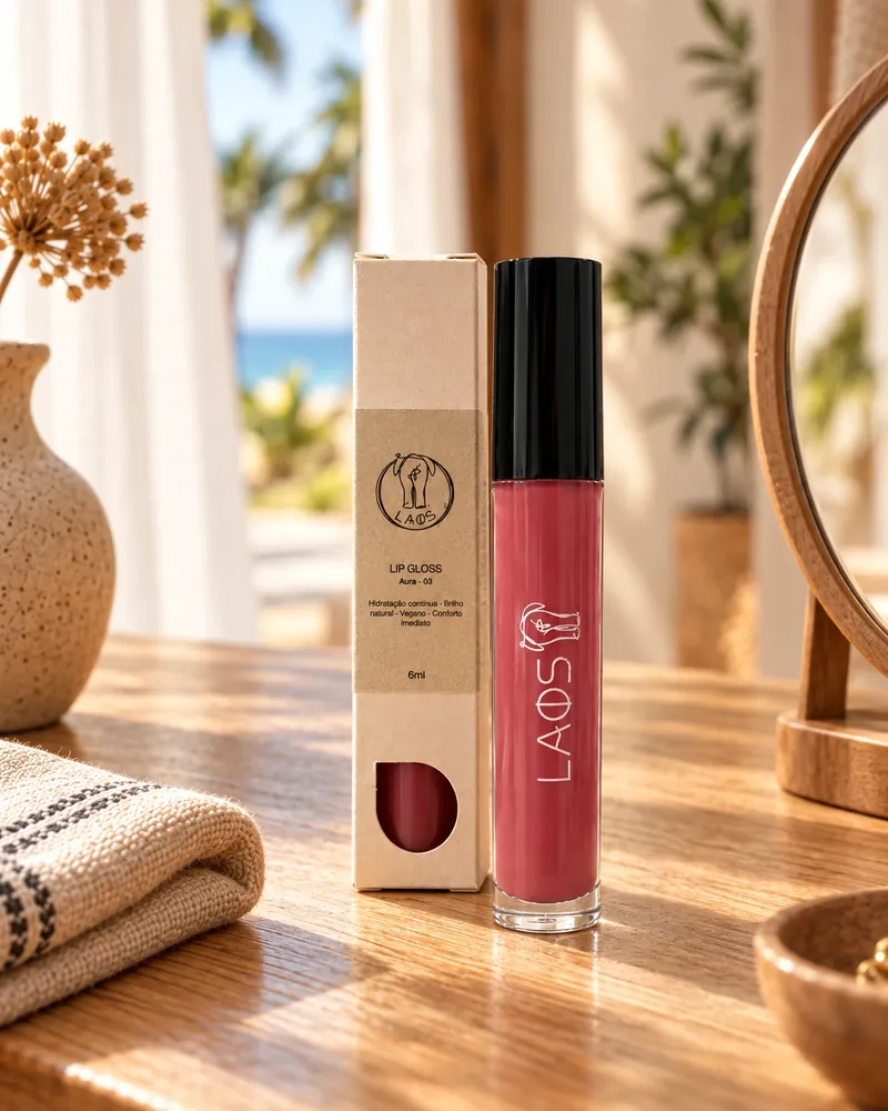 Lip Gloss Aura 03 num ambiente de casa