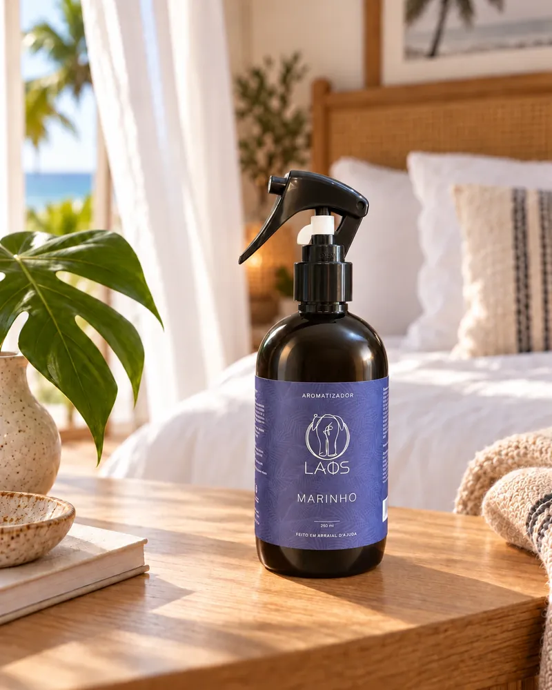 Home spray Marinho num ambiente de casa