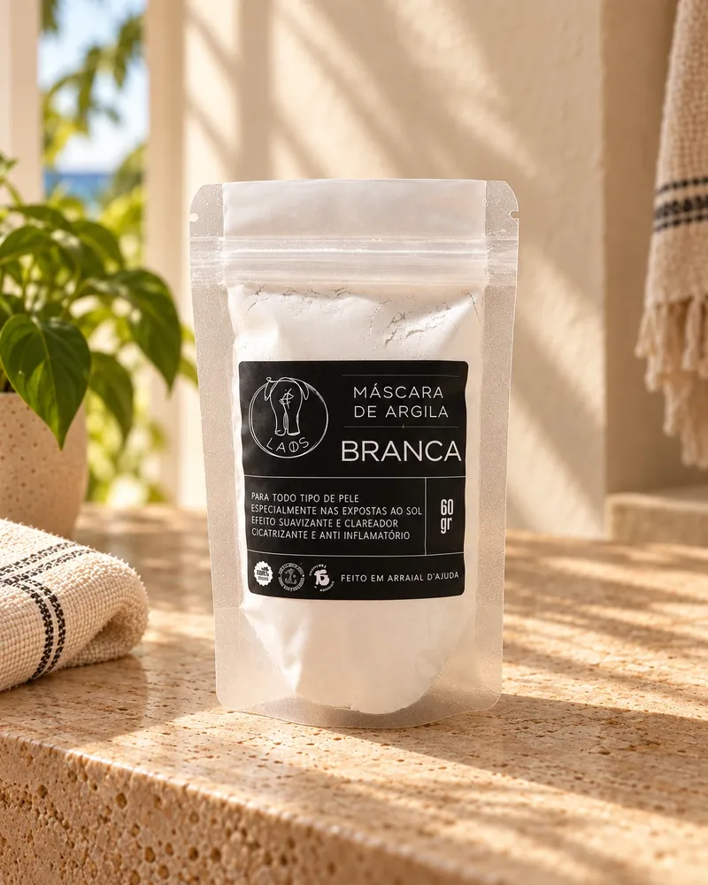 Máscara de Argila Branca num ambiente de casa