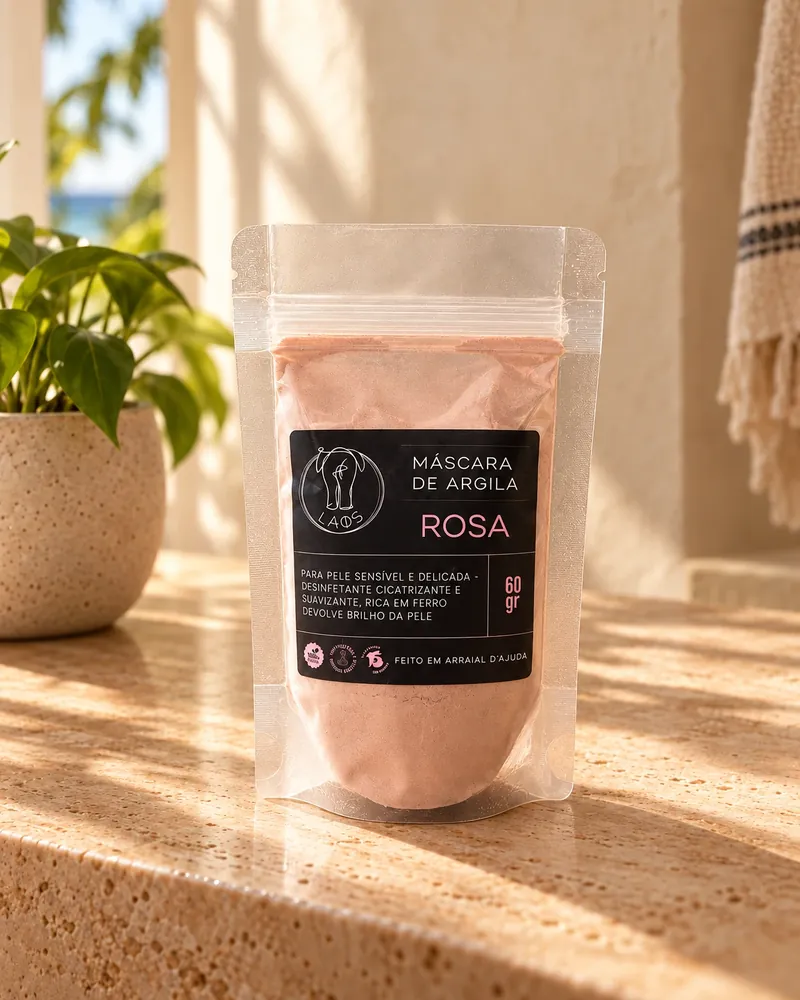 Máscara de Argila Rosa num ambiente de casa