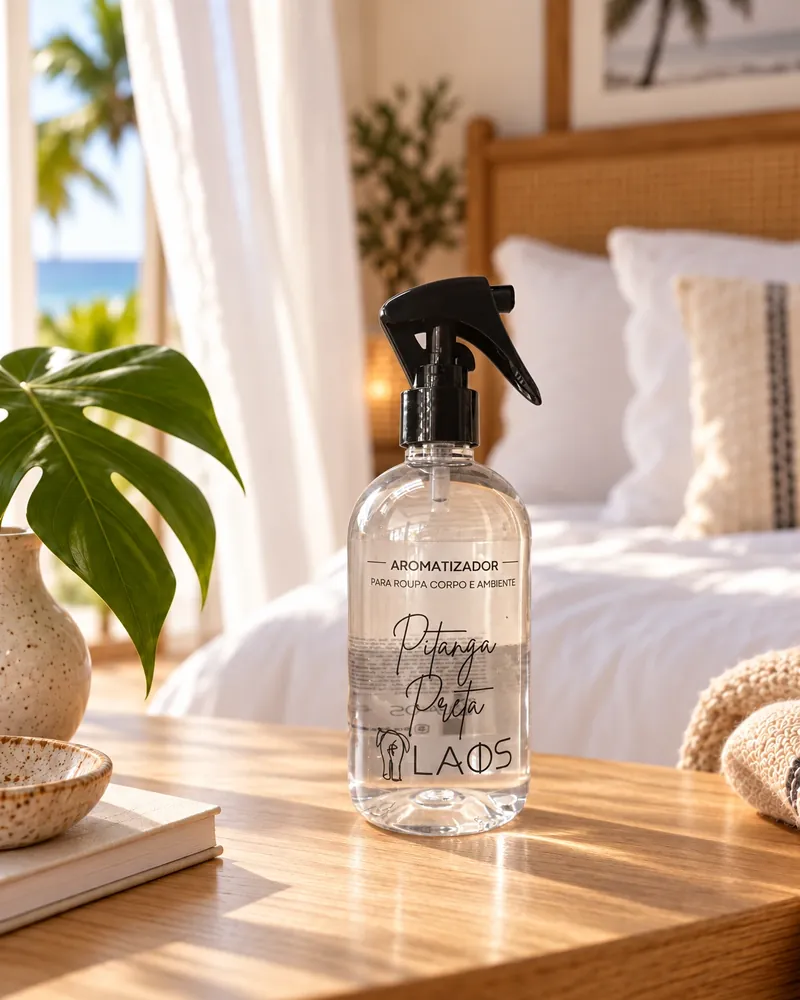 Home spray Pitanga Preta Cristal num ambiente de casa