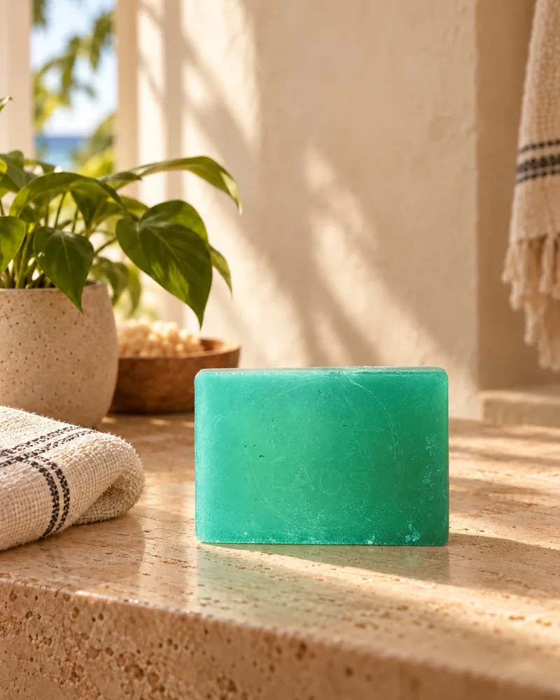 Sabonete de Hamamélis e Patchouli num ambiente de casa