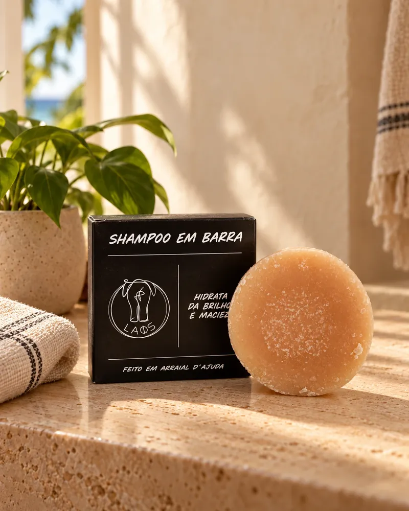 Shampoo em Barra 90 g num ambiente de casa