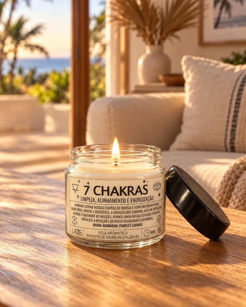 Vela 7 Chakras num ambiente de casa