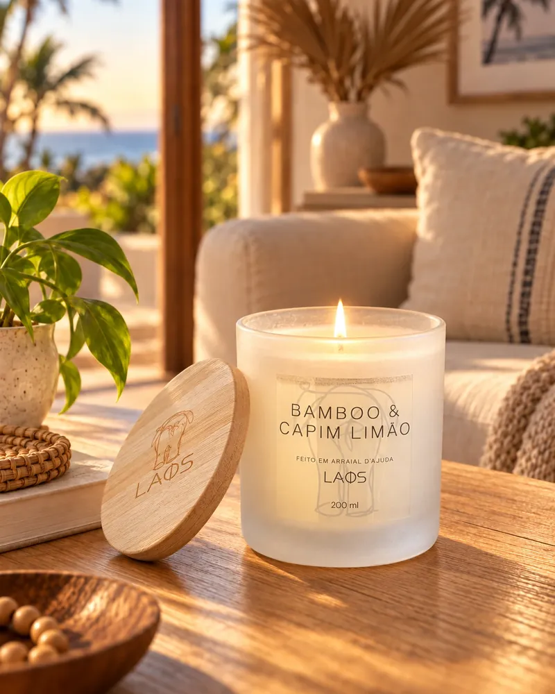 Vela Fosca Cristal Bamboo num ambiente de casa