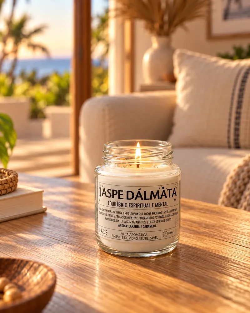 Vela Jaspe Dálmata num ambiente de casa