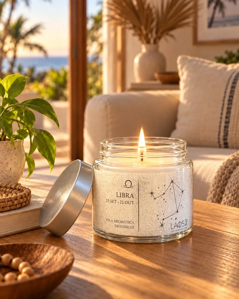 Vela Libra num ambiente de casa