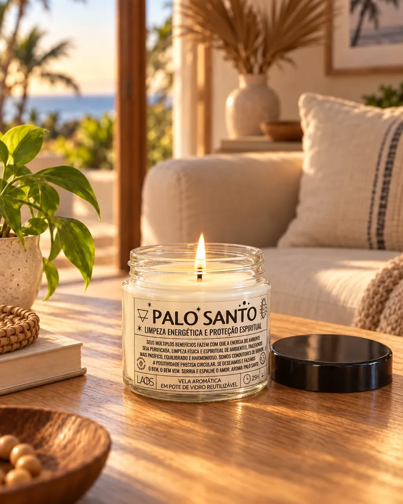 Vela Palo Santo num ambiente de casa