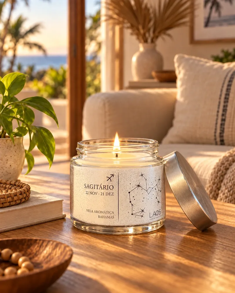 Vela Sagitário num ambiente de casa