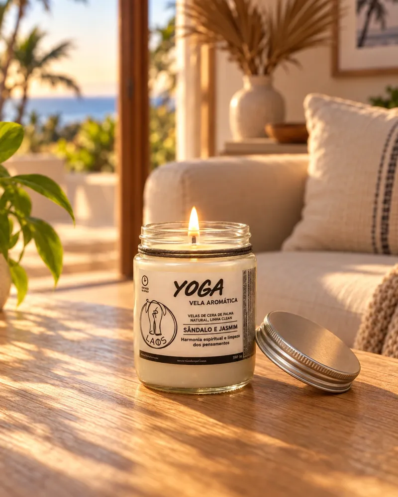Vela Yoga num ambiente de casa